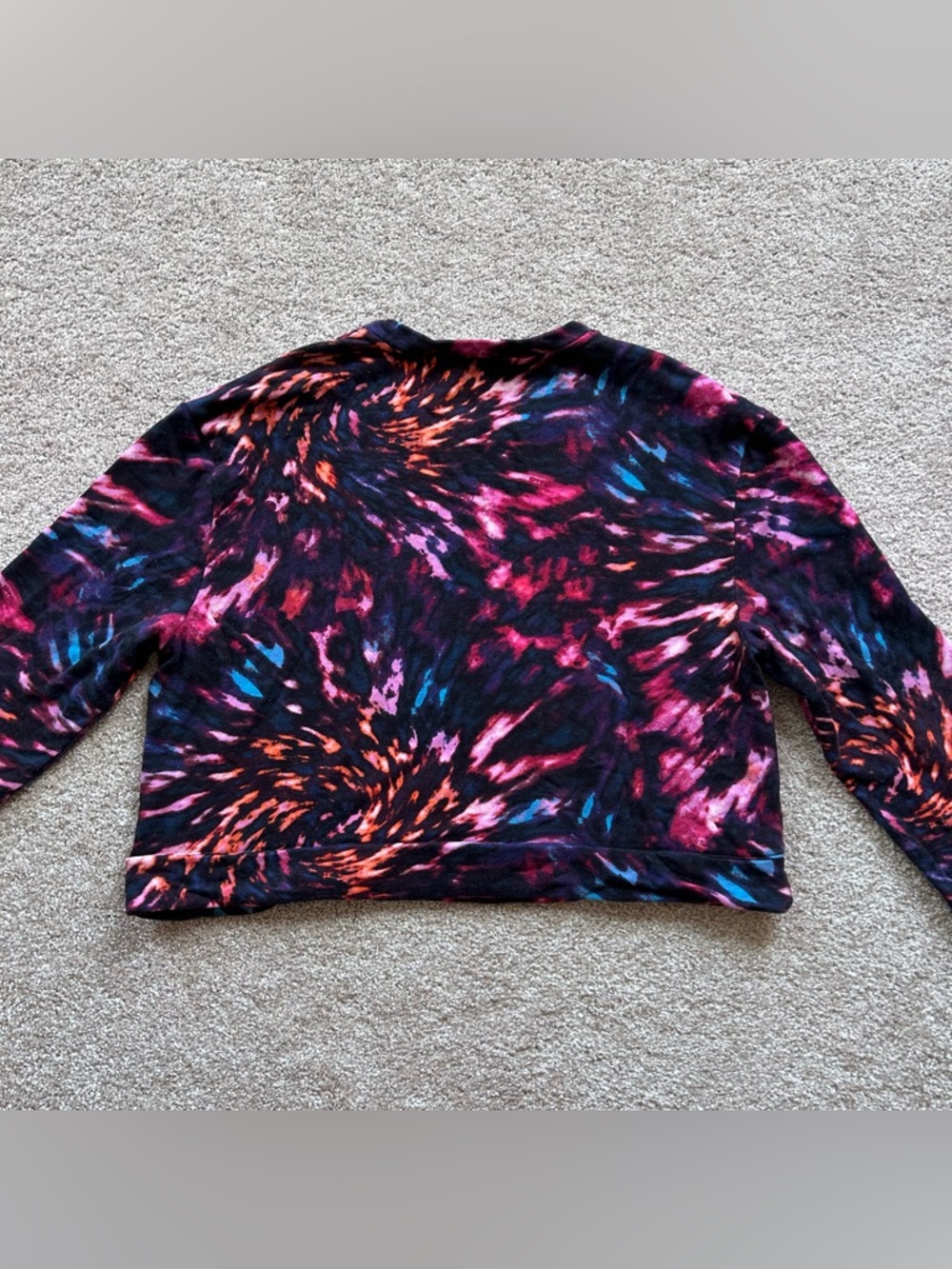 Juicy by Juicy Couture 1X Cropped Sweatshirt Spiral Tie Dye Galaxy Crown Cotton - Picture 8 of 8